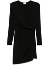 Magda Butrym Wrap-effect Draped Wool-blend Crepe Mini Dress In 黑色