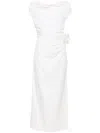 Magda Butrym Silk Wrap Midi Dress In Neutrals