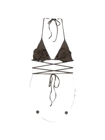 Magda Butrym Wrap-around Halterneck Bikini Top In Brown