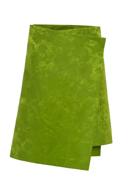 Magda Butrym Wrap-front Linen-silk Midi Skirt In Green