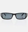 Magda Butrym X Linda Farrow Embellished Rectangular Sunglasses In Black/ Crystal/grey