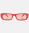 Magda Butrym X Linda Farrow Embellished Rectangular Sunglasses In Red/ Crystal/red
