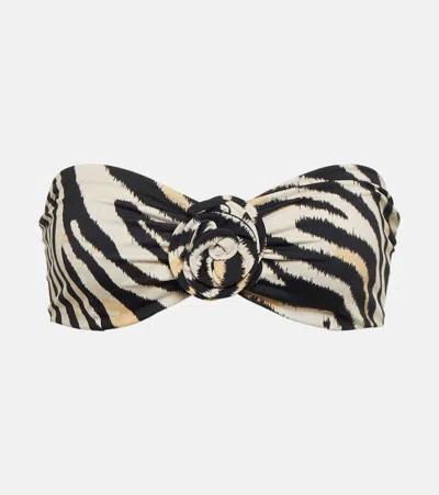 Magda Butrym Zebra-print Bandeau Bikini Top In Black