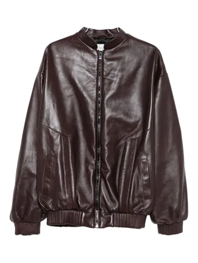 Magda Butrym Zip-fastening Ribbed-cuff Jacket In Brown