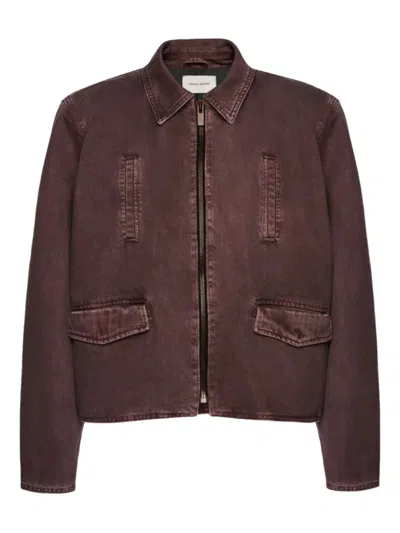 Magda Butrym Zip-front Denim Jacket In Burgundy