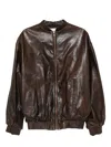 Magda Butrym Zip-fastening Ribbed-cuff Jacket In Brown