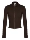 Magda Butrym Zip-front Ribbed Top In Burgundy
