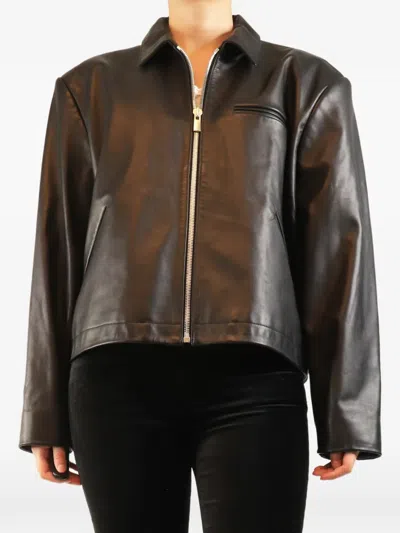 Pre-owned Magda Butrym Zip-up Leather Jacket In Black