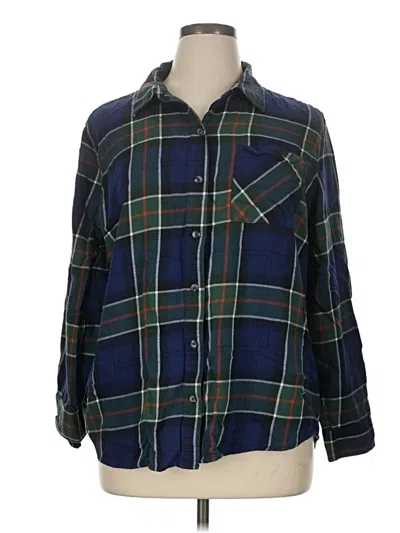 Pre-owned Magellan Outdoors 3/4 Sleeve Button Down Shirt In Blue