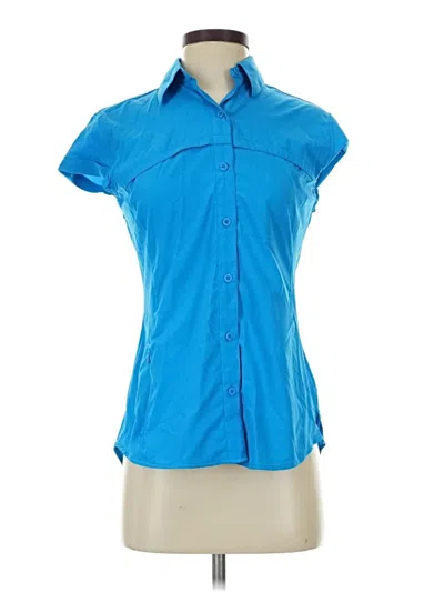 Pre-owned Magellan Outdoors Short Sleeve Blouse In Blue