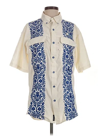 Pre-owned Magellan Outdoors Short Sleeve Blouse In Ivory