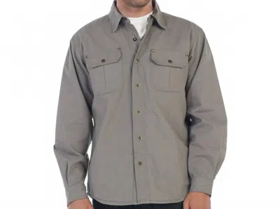 Magen Twill Shirt Jacket With Flannel Lining In Charcoal In Pink