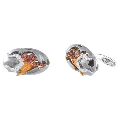 Pre-owned Magerit 18k White Gold Diamond Devil Cufflinks Ng10-061926