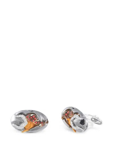 Pre-owned Magerit Diamond Devil Cufflinks In Silver