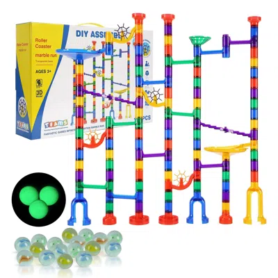 Magg Toys Marble Run Set, 150 Piece Marble Maze Building Block Brain Game, With 10 Glow In The Dark Marbles +  In Multi