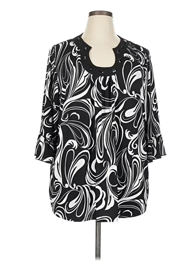 Pre-owned Maggie Barnes 3/4 Sleeve Blouse In Black