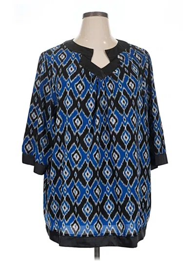 Pre-owned Maggie Barnes 3/4 Sleeve Blouse In Blue