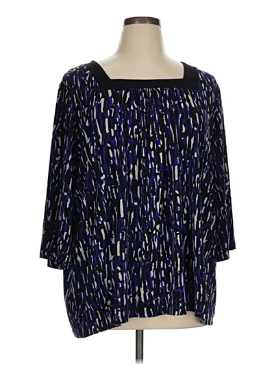 Pre-owned Maggie Barnes 3/4 Sleeve Blouse In Blue