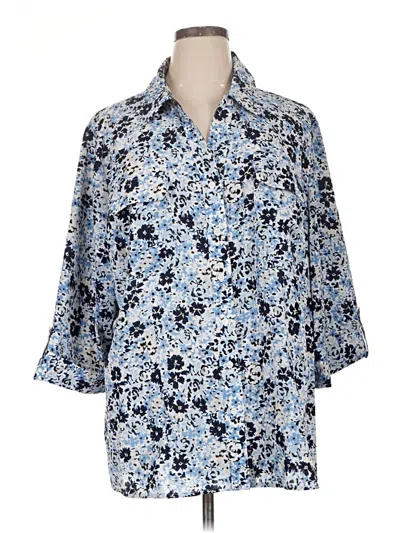 Pre-owned Maggie Barnes 3/4 Sleeve Blouse In Blue