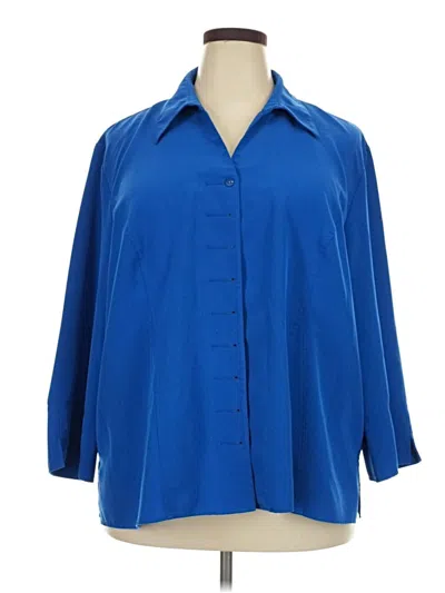 Pre-owned Maggie Barnes 3/4 Sleeve Blouse In Blue