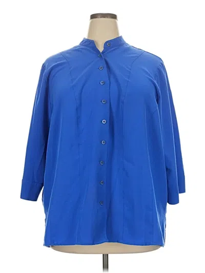 Pre-owned Maggie Barnes 3/4 Sleeve Blouse In Blue