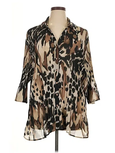 Pre-owned Maggie Barnes 3/4 Sleeve Blouse In Brown