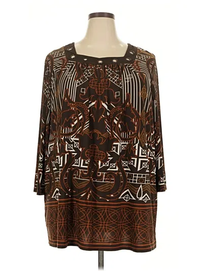 Pre-owned Maggie Barnes 3/4 Sleeve Blouse In Brown