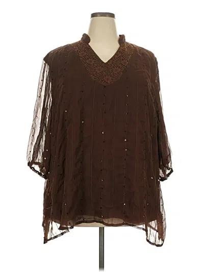 Pre-owned Maggie Barnes 3/4 Sleeve Blouse In Brown