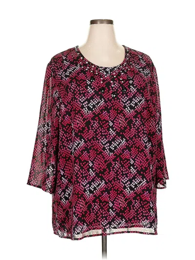 Pre-owned Maggie Barnes 3/4 Sleeve Blouse In Burgundy