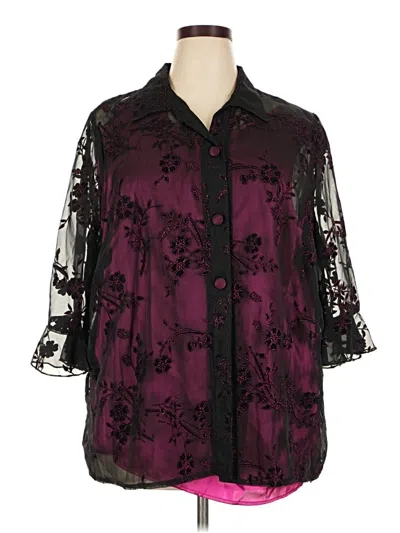 Pre-owned Maggie Barnes 3/4 Sleeve Blouse In Burgundy