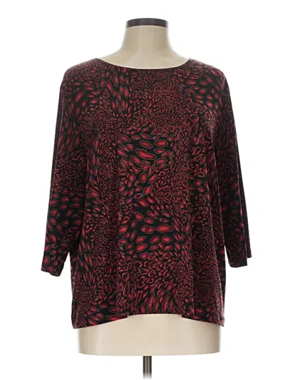 Pre-owned Maggie Barnes 3/4 Sleeve Blouse In Burgundy