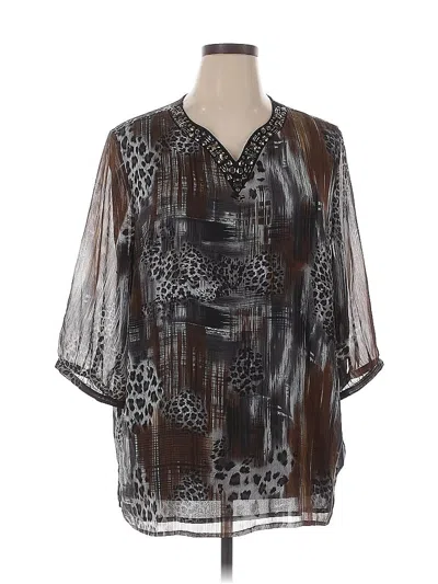 Pre-owned Maggie Barnes 3/4 Sleeve Blouse In Gray