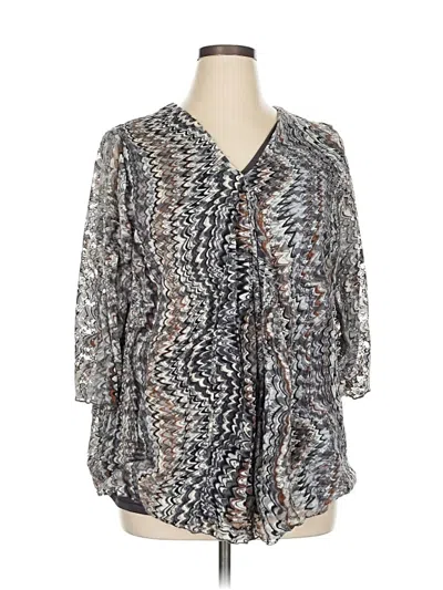 Pre-owned Maggie Barnes 3/4 Sleeve Blouse In Gray