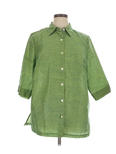 Pre-owned Maggie Barnes 3/4 Sleeve Blouse In Green