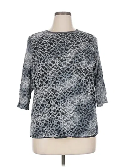 Pre-owned Maggie Barnes 3/4 Sleeve Blouse In Silver
