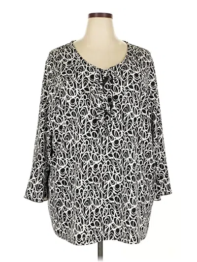Pre-owned Maggie Barnes 3/4 Sleeve Blouse In Silver