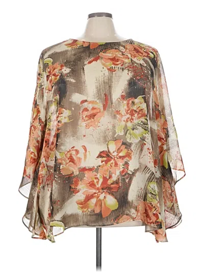 Pre-owned Maggie Barnes 3/4 Sleeve Blouse In Silver