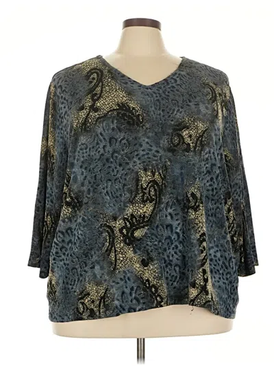 Pre-owned Maggie Barnes 3/4 Sleeve Blouse In Teal