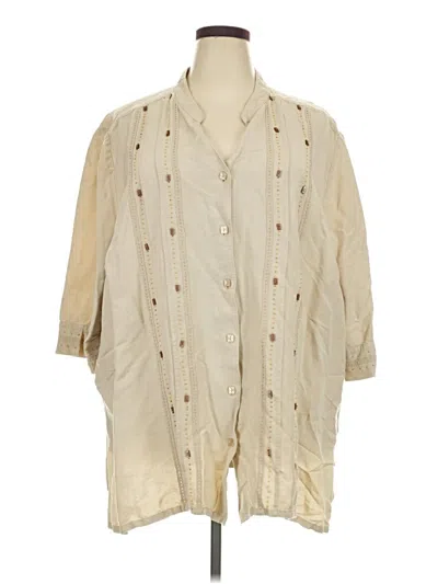 Pre-owned Maggie Barnes 3/4 Sleeve Button Down Shirt In Ivory