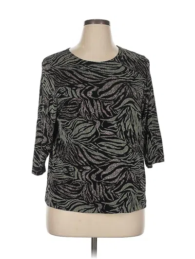 Pre-owned Maggie Barnes 3/4 Sleeve Top Black Boatneck Tops