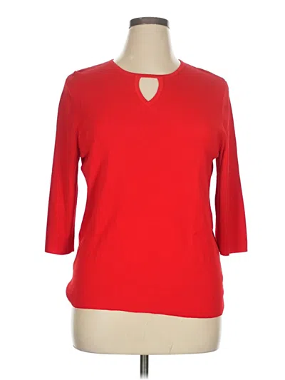 Pre-owned Maggie Barnes 3/4 Sleeve Top Red Keyhole Neckline Tops