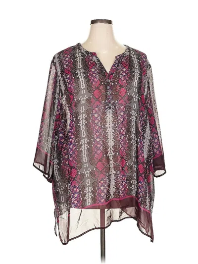 Pre-owned Maggie Barnes For Catherines 3/4 Sleeve T-shirt In Burgundy