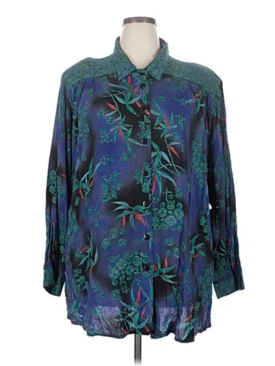 Pre-owned Maggie Barnes Long Sleeve Blouse In Blue