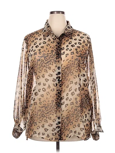 Pre-owned Maggie Barnes Long Sleeve Blouse In Gold