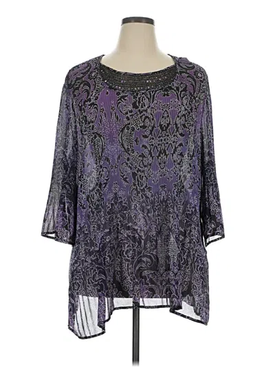 Pre-owned Maggie Barnes Long Sleeve Blouse In Purple