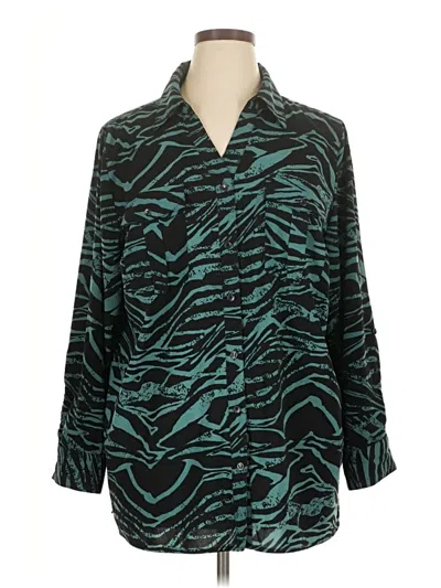 Pre-owned Maggie Barnes Long Sleeve Blouse In Teal