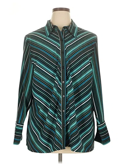 Pre-owned Maggie Barnes Long Sleeve Blouse In Teal