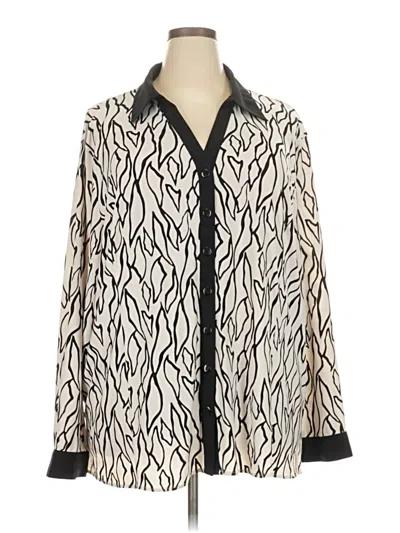 Pre-owned Maggie Barnes Long Sleeve Blouse In White