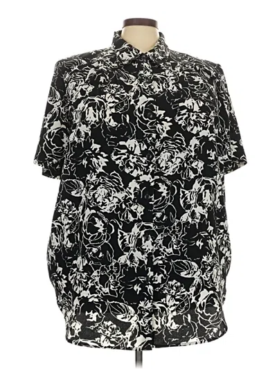 Pre-owned Maggie Barnes Short Sleeve Blouse In Black