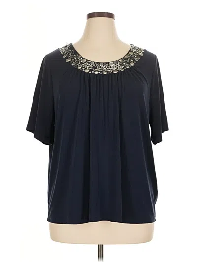 Pre-owned Maggie Barnes Short Sleeve Blouse In Blue